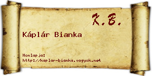 Káplár Bianka névjegykártya